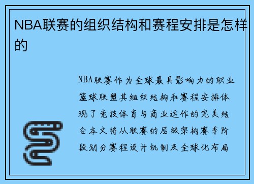 NBA联赛的组织结构和赛程安排是怎样的